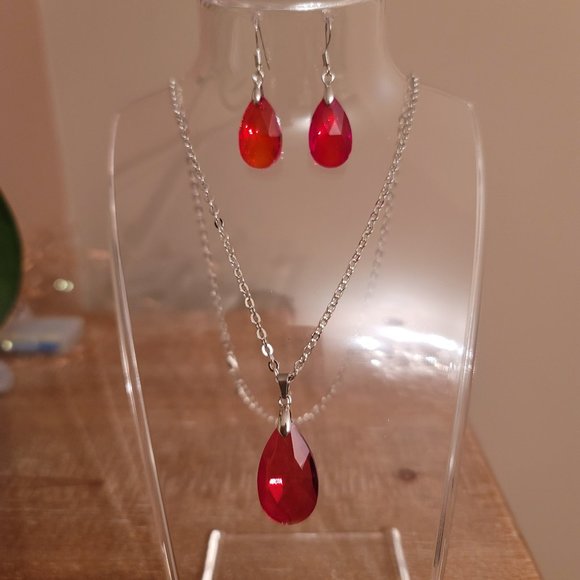 no brand Jewelry - Cubic Zirconia Necklace and Earrings (Pierced) set